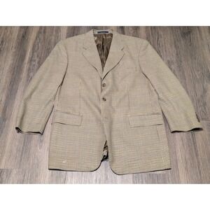Ralph Lauren Dillard's Houndstooth Blazer Wool Silk Made In Canada 46T  READ‎